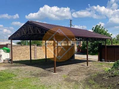 Двускатный навес из металлочерепицы для одной машины
